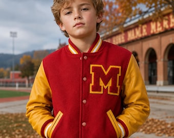 Michael Jackson Thriller Kids Varsity Jacket, Wool Bomber Jacket, MJ Cosplay Costume