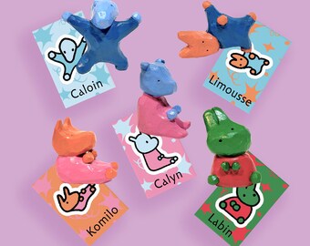 Figurines Petichoses - argile peinte, fait main