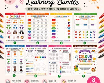Kit pédagogique imprimable d'activités en couleur pour les enfants d'âge préscolaire, PDF