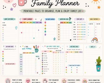 Agenda familial | Repas hebdomadaire, tâches ménagères, calendrier, objectifs (PDF)