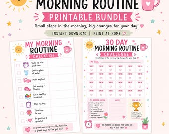 Pack d'impression Défi routine matinale 30 jours | Suivi des habitudes, liste de contrôle (téléchargement numérique)