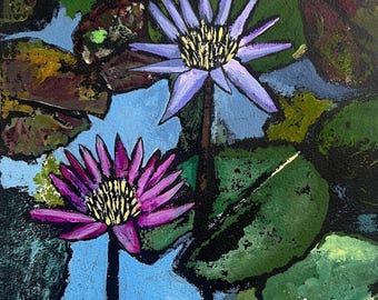 Lotus Pond | Hand Painted | Original and One of a kind