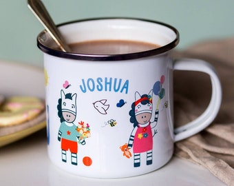 Zebra Children's Personalised Enamel Juice Cup