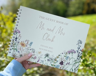Wildflowers Wedding Guestbook   - Civil Ceremony - Ivory Guest Book - Photo Album - Wedding Memories - Alternative Guest Book - Uk Made