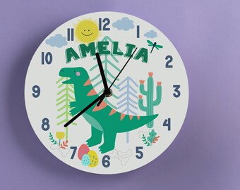 T-Rex Children's Dinosaur Bedroom Wall Clock | Kids Tyranosaurus Clock