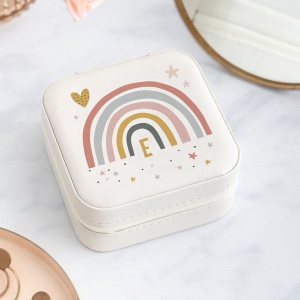 Modern Rainbow Travel Jewellery Box - Children's Personalised Jewellery Storage Case