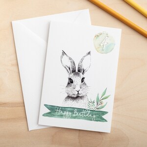Woodland Bunny Rabbit Personalised Birthday Card With 3D Age