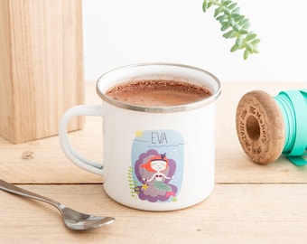 Children's Mermaid Personalised Enamel Mug - Kids Mermaid Under The Sea Cup