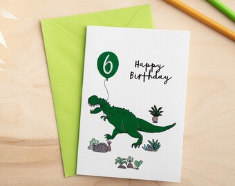 Dinosaur Personalised Children's Birthday Card With 3D Age