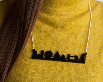 London City Skyline Silhouette Necklace