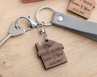 New Home / First Home Personalised Walnut Wood Keyring