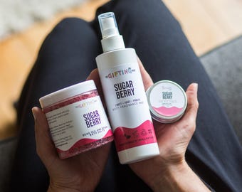 Strawberry Birthday Pamper Set – Fruity Relaxation Bath Bubbles, Candle & Body Spray - Women's treat