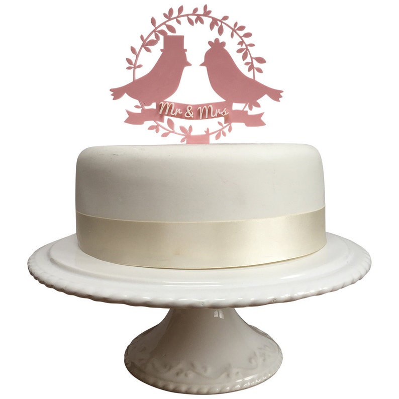 Mr and Mrs Wedding Cake Topper Love Birds Cake Topper Etsy