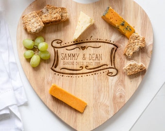 Love Heart Personalised Cheese Sharing Board  | The Gifting Knot Made in Britain