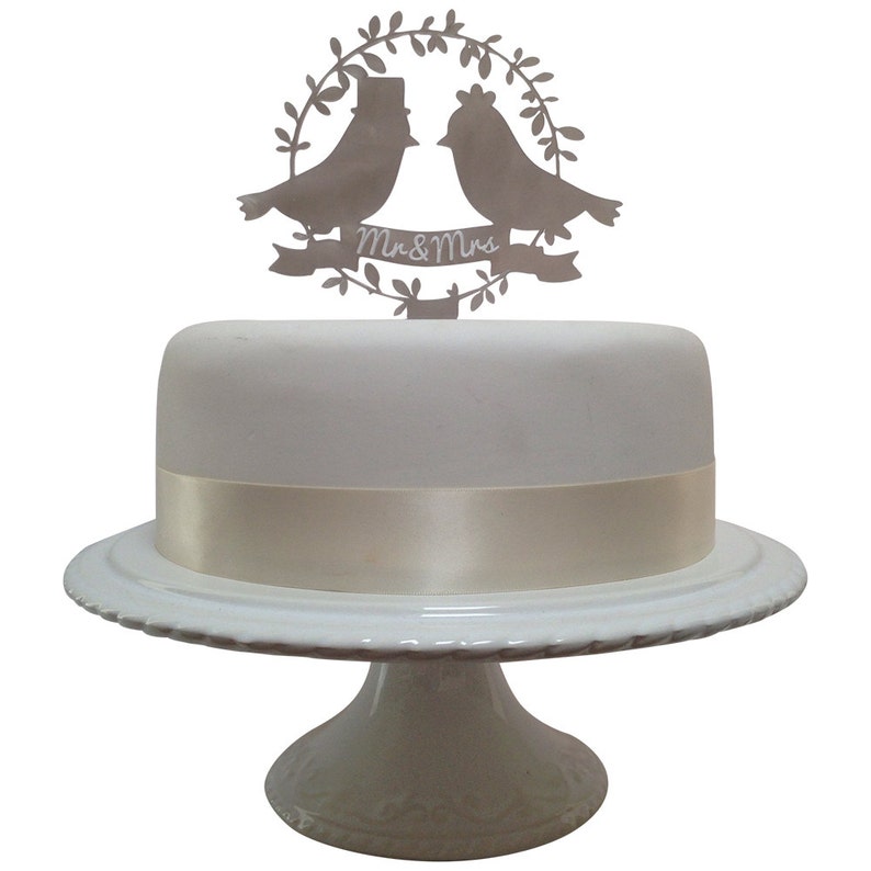 Mr and Mrs Wedding Cake Topper Love Birds Cake Topper Etsy