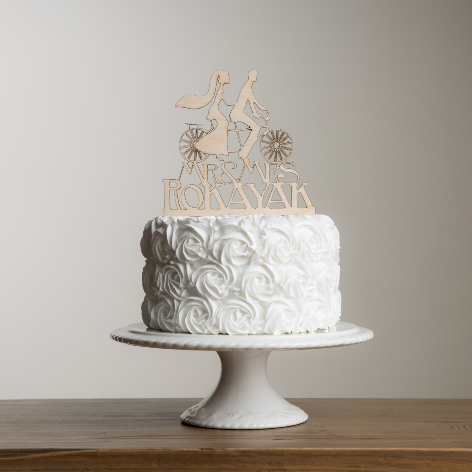 Bride and Groom Tandem Bike Cake Topper - Bicycle Personalised Mr and ...