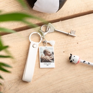 New Baby and Little One Personalised Photograph and Faux Leather Keyring | Gifting Knot Uk Made