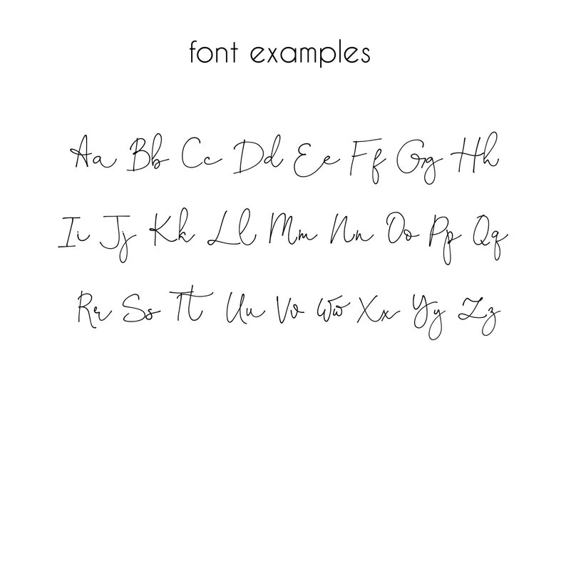 May include: Font examples showing the lowercase alphabet in a handwritten cursive style.
