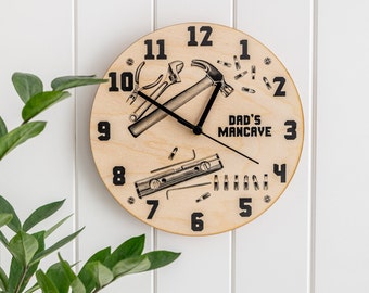Wooden DIY Tools Man Cave Personalised Clock| Fathers Day Gift |Gift For Dads |Man Cave Gift
