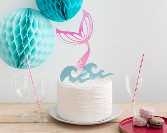 Mermaid Cake Topper Set | Under The Sea Birthday Cake Topper | Mermaid Tail Cake Decor | Kids Birthday Cake Topper