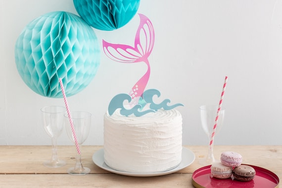 70 Pezzi Decorazione Per Torta Sirena: Set Completo Con Striscione E Topper Per Cupcake - 2