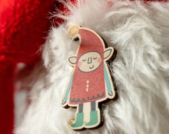 Christmas Elf Cute Pin Badge - Christmas Jewellery