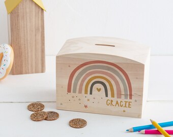 Personalised Modern Rainbow Money Pot Piggy Bank