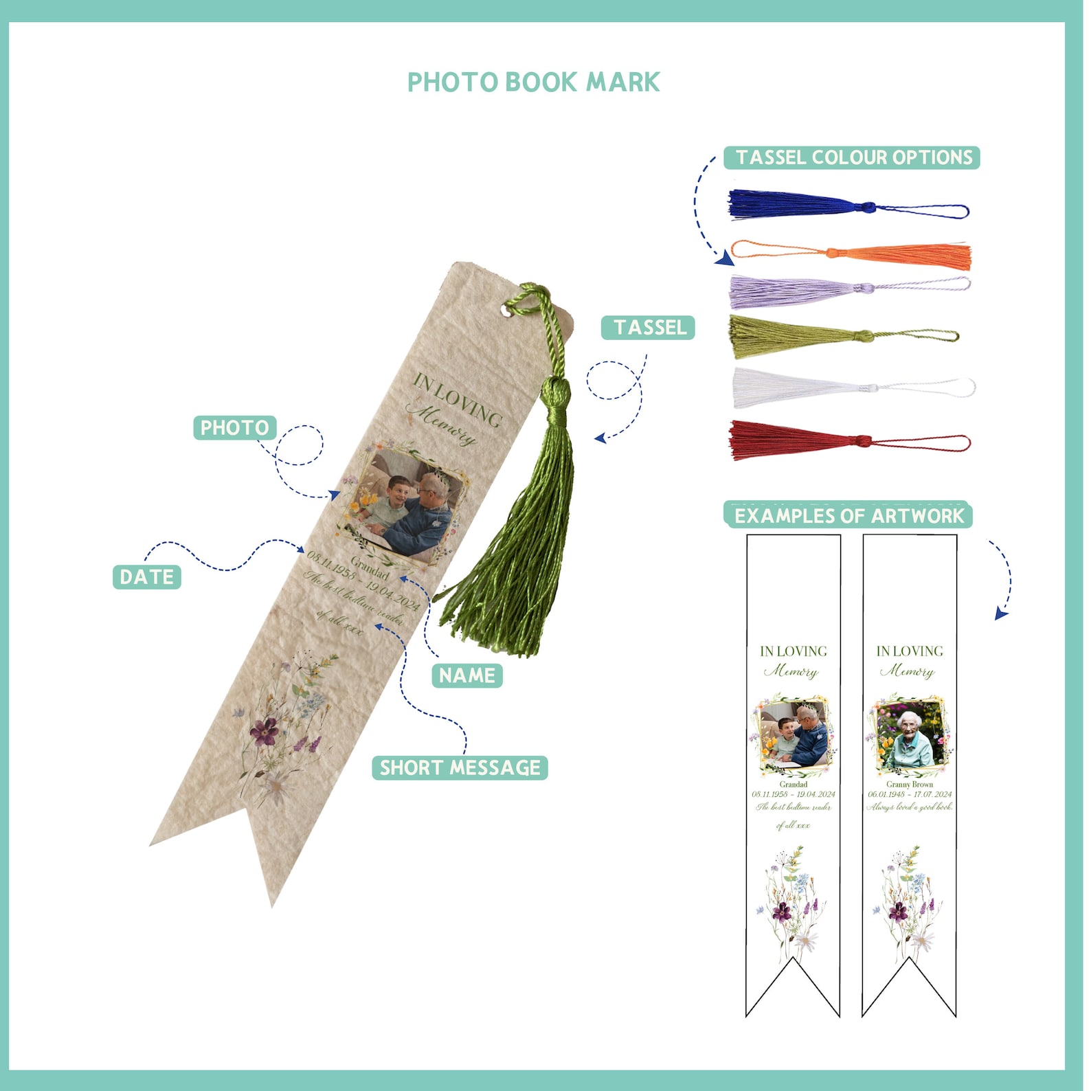 Personalised Photo in Loving Memory Pineapple Leather Bookmark ...