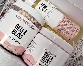 Bella Bliss Pamper Package – Sweet & Fluffy Body Wash, Sugar Scrub and Body Oil