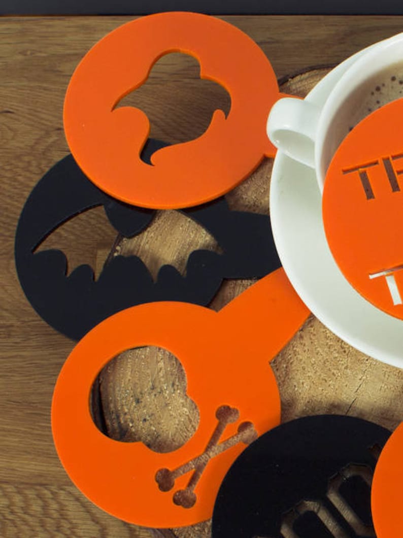 Halloween Set of Seven Coffee Dusters  Spooky Cake Stencil image 4