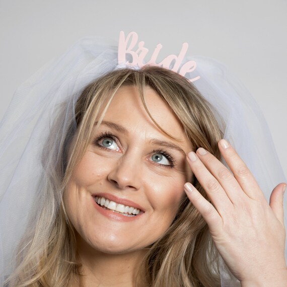 Bride With Veil Headband Bride To Be Hen Party Accessory Etsy