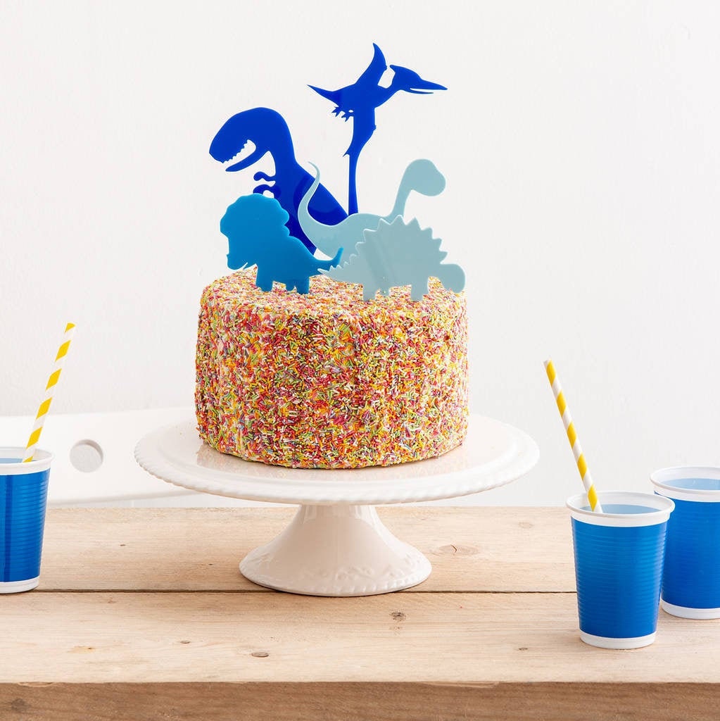 Blue Dinosaur Cake Toppers Children S Birthday Party Etsy