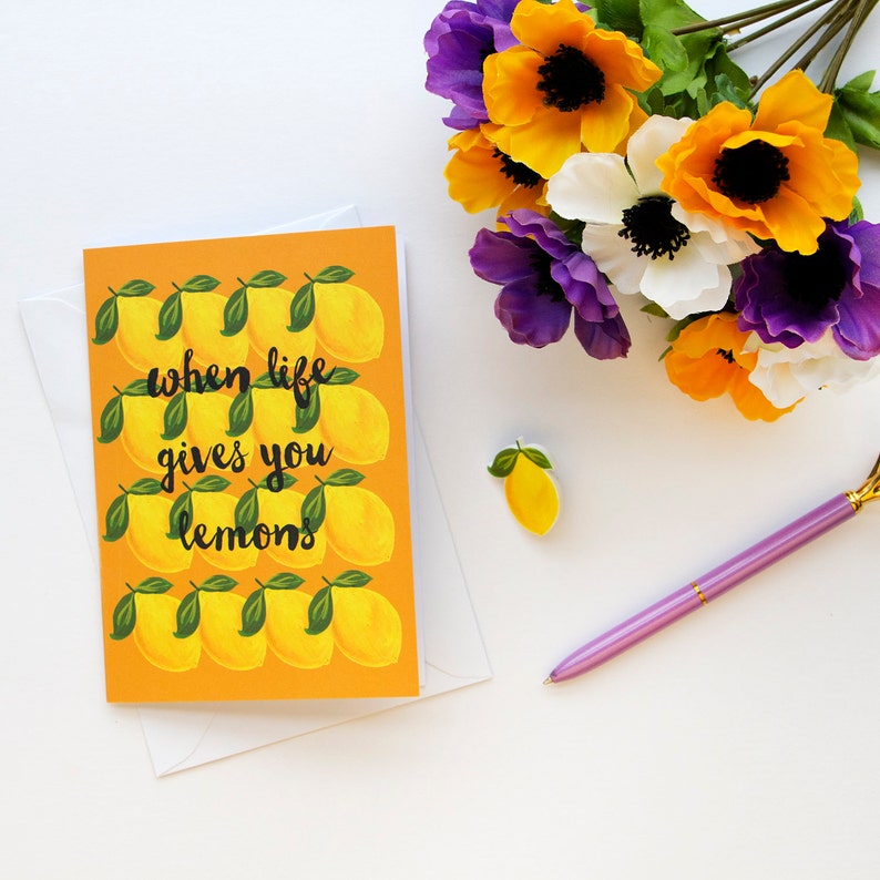 When Life Gives You Lemons Card and Pin Badge Lemon Greeting Etsy
