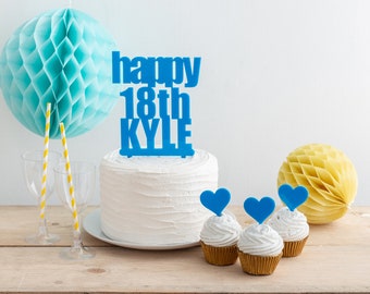 Personalized Birthday Cake Topper - Acrylic Name & Age Party Decor