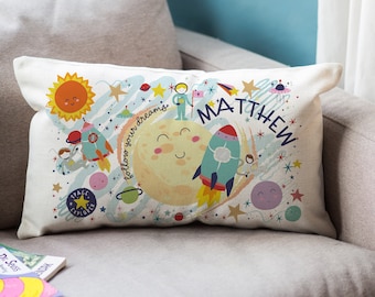 Weltraum Personalisiertes Kinderkissen | Babyparty | Weltraum Astronaut | Personalisierte Kissenhülle | Space Kissen | Sonnensystem Galaxie