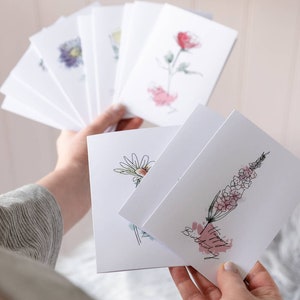 Carte personnalisée fleur de naissance à impression aquarelle