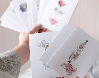 Watercolour Print Birth Flower Personalised Card