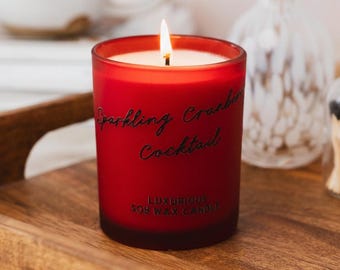 Sparkling Cranberry Cocktail Soy Wax Candle | Cranberry & Raspberry Scented Candle | Fruity Christmas Candle | Luxury Home Fragrance