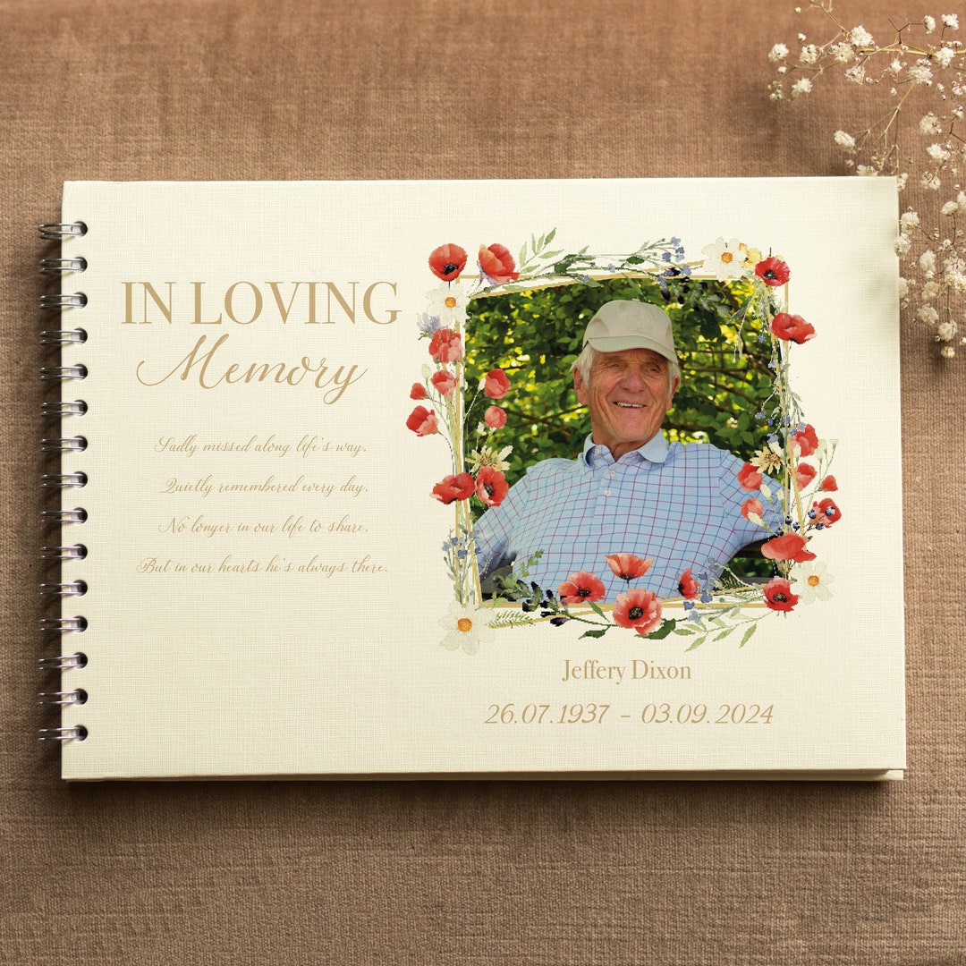In Loving Memory Photo Memories Book- Personalised Poppies Flowers ...
