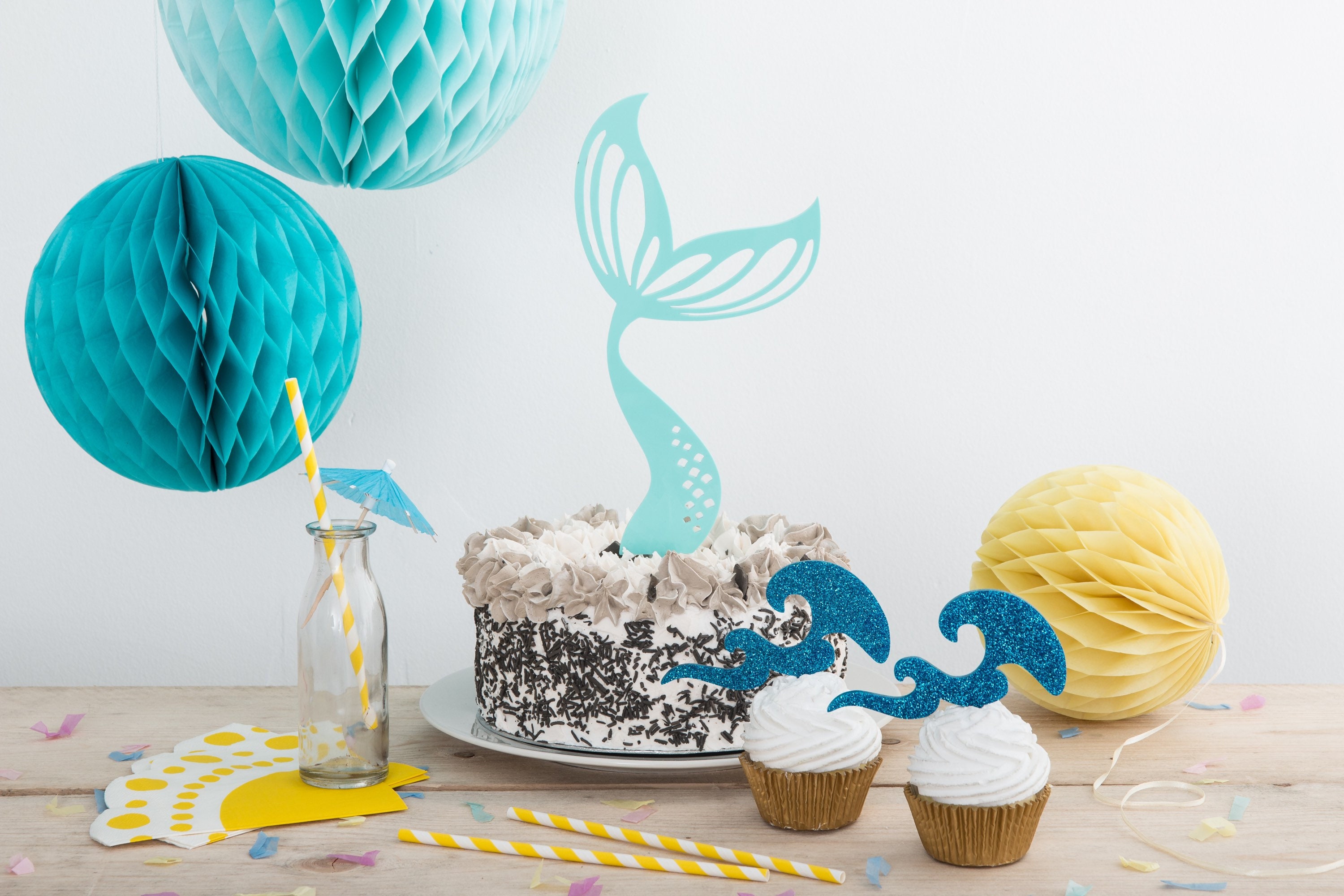 JeVenis Decorazione per torta a forma di sirenetta sotto il