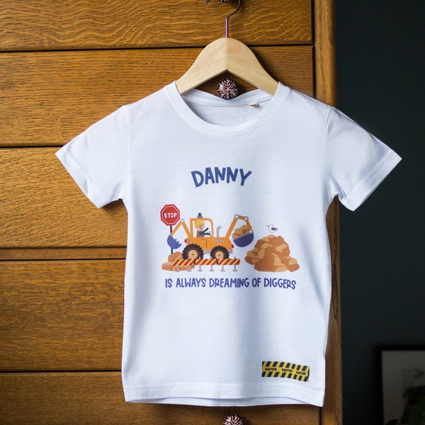 Kids Personalised Message Digger T Shirt
