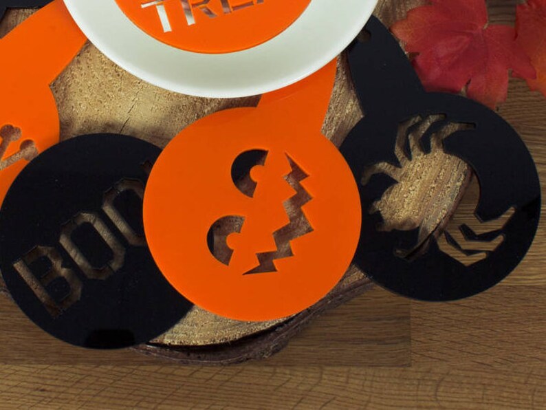 Halloween Set of Seven Coffee Dusters  Spooky Cake Stencil image 3