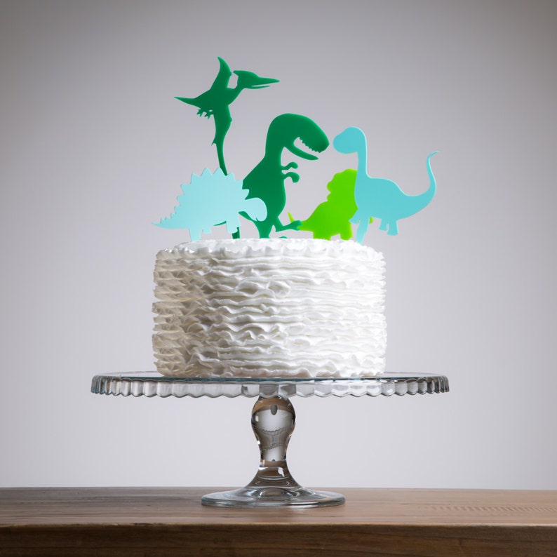 Dinosaur Cake Toppers Children's Birthday Party Decorations Dinosaur Cake Topper Stencil Set Jurassic Park Themed Party Decor image 2