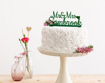 Wedding Cake Topper Personalised With Heart Detailing | Gifting Knot Uk Made