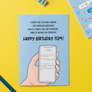 Biglietto di auguri personalizzato con messaggio di testo divertente