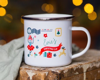 Tazza natalizia smaltata personalizzata Ballerina festiva