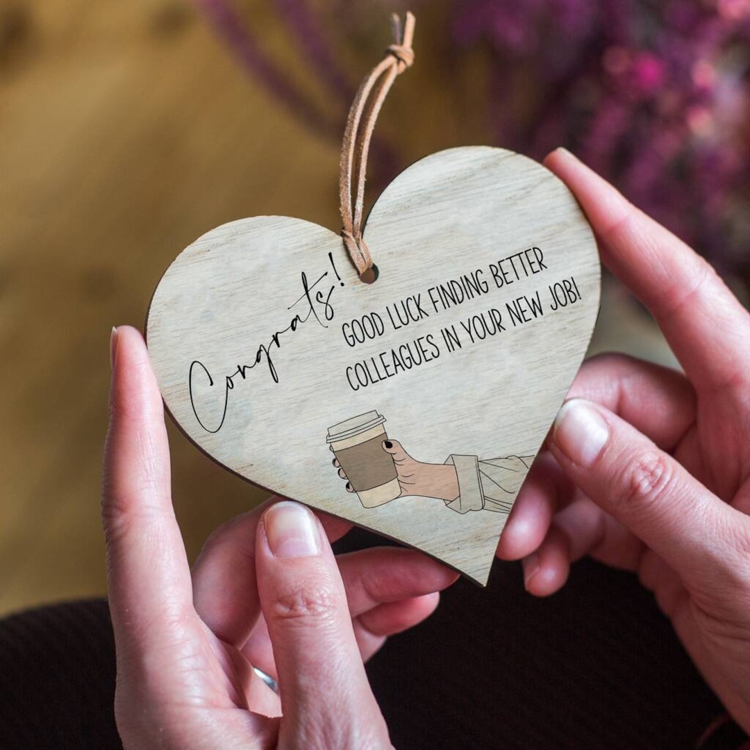 Funny Personalised New Job Oak Wood Heart Token - Etsy