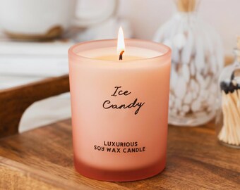Ice Candy Scented Soy Wax Candle | Sweet Candy & Vanilla, Fruity Pear Drop | Yummy Home Fragrance Gift