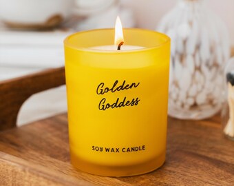 Golden Goddess Scented Soy Wax Candle | Creamy Coconut & Vanilla Candle | Floral Home Fragrance | Gift for Her