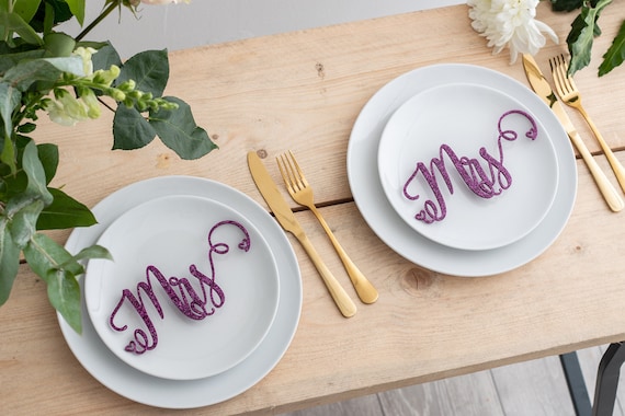 Mrs and Mrs Place Settings Bride and Bride Table Decorations | Etsy